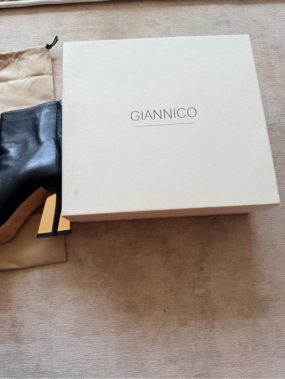 Giannico Black Napa Leather Ankle Boots Size 38 - Picture 2 of 8